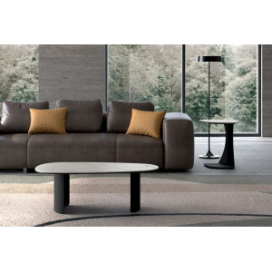 RAPALLO design kerámia dohányzóasztal – 100 cm - fehér/ szürke