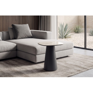 TRENTO design kerámia lerakóasztal – 40 cm - fehér/szürke Stones