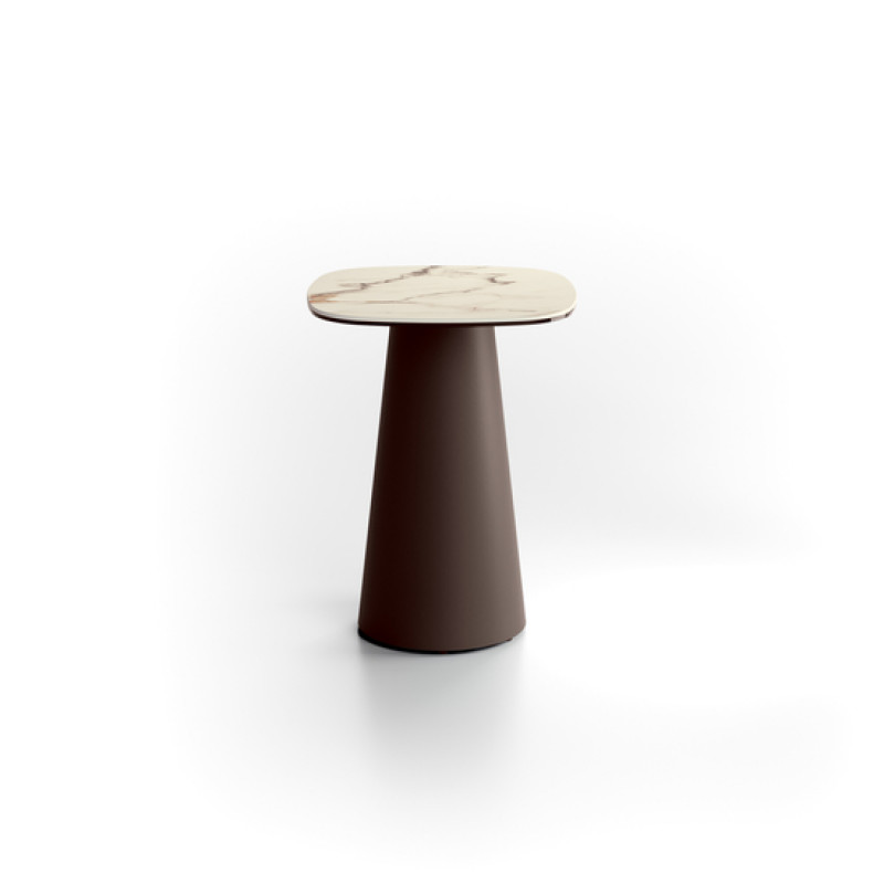 TRENTO design kerámia lerakóasztal – 40 cm - fehér/bronz