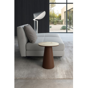 TRENTO design kerámia lerakóasztal – 40 cm - fehér/bronz
