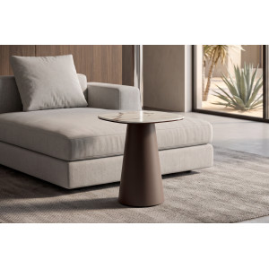 TRENTO design kerámia lerakóasztal – 40 cm - fehér/bronz Stones
