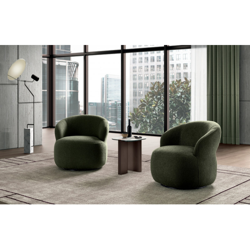 SIRMIONE design bouclé forgófotel – zöld