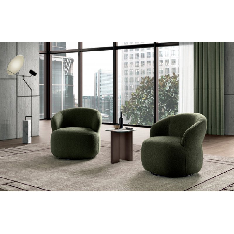 SIRMIONE design bouclé forgófotel – zöld