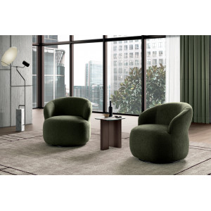 SIRMIONE design bouclé forgófotel – zöld Stones