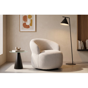 SIRMIONE design bouclé forgófotel – szürke Stones