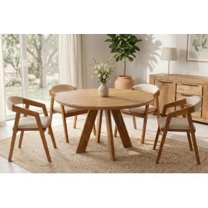 ART WOOD kerek tömör mangófa étkezőasztal - 120cm