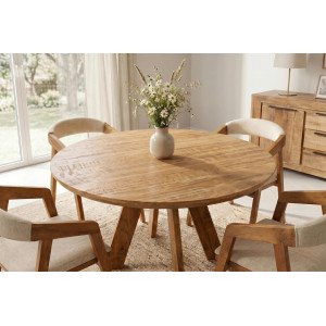 ART WOOD kerek tömör mangófa étkezőasztal - 120cm