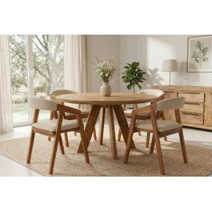 ART WOOD kerek tömör mangófa étkezőasztal - 120cm