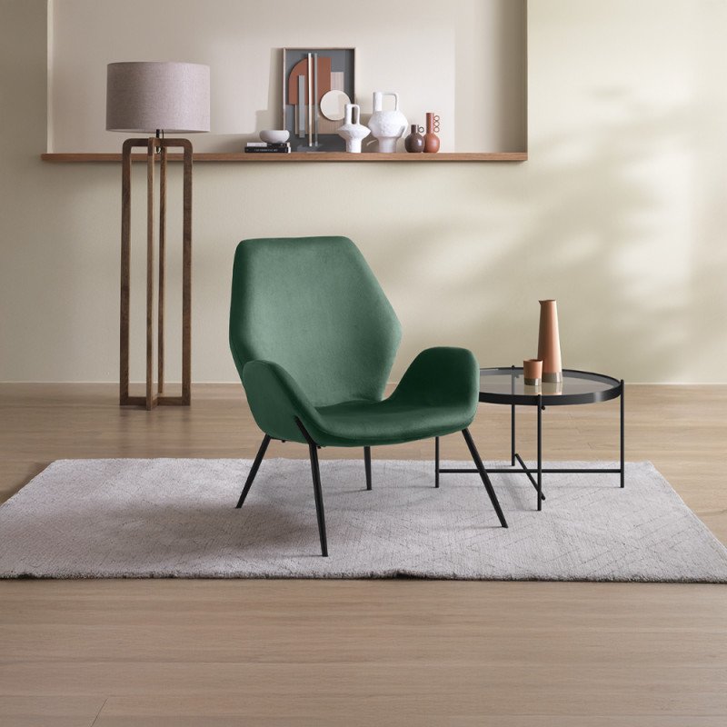 VELLUTO design bársony fotel – sötétzöld