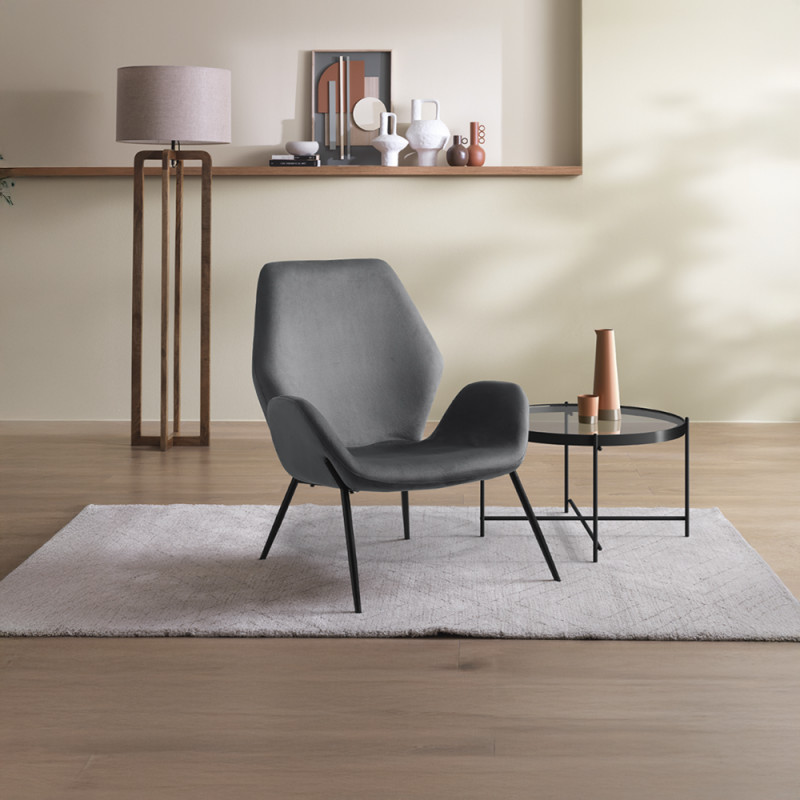VELLUTO design bársony fotel – szürke