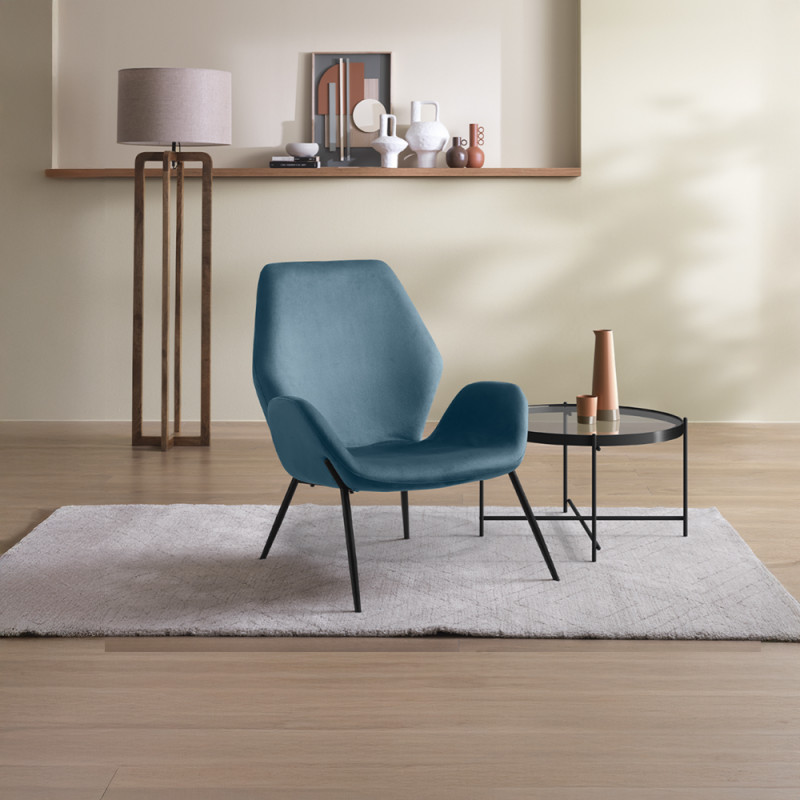 VELLUTO design bársony fotel – kék