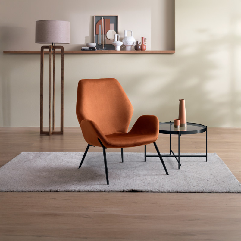 VELLUTO design bársony fotel – karamell
