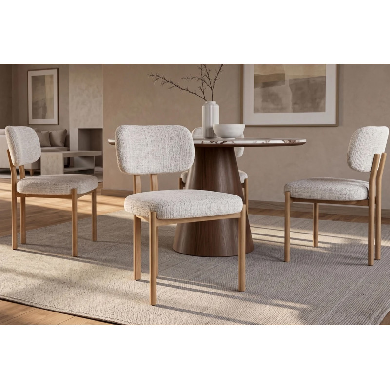 BELLANO modern étkezőszék – krém beige / tölgy