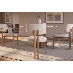 BELLANO modern étkezőszék – krém beige / tölgy