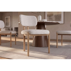 BELLANO modern étkezőszék – krém beige / tölgy