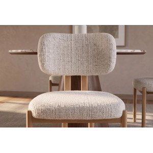 BELLANO modern étkezőszék – krém beige / tölgy