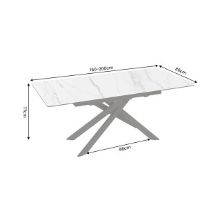 ALPINE bővíthető kerámia étkezőasztal - calacatta oro márvány -160-200cm