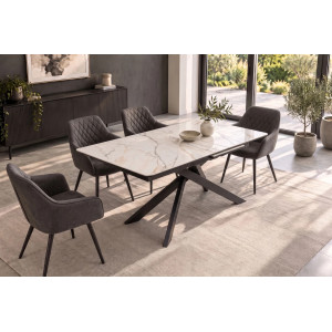 ALPINE bővíthető kerámia étkezőasztal - calacatta oro márvány -160-200cm