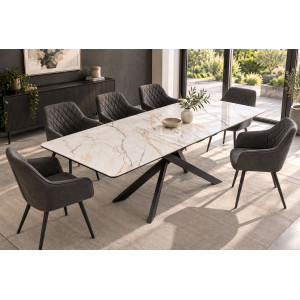 ALPINE bővíthető kerámia étkezőasztal - calacatta oro márvány -160-200cm