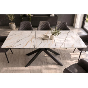 ALPINE bővíthető kerámia étkezőasztal - calacatta oro márvány -160-200cm
