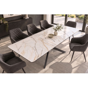 ALPINE bővíthető kerámia étkezőasztal - calacatta oro márvány -160-200cm