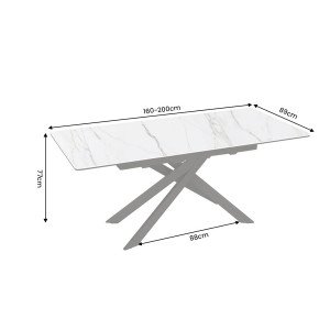 ALPINE bővíthető kerámia étkezőasztal - calacatta oro márvány -160-200cm