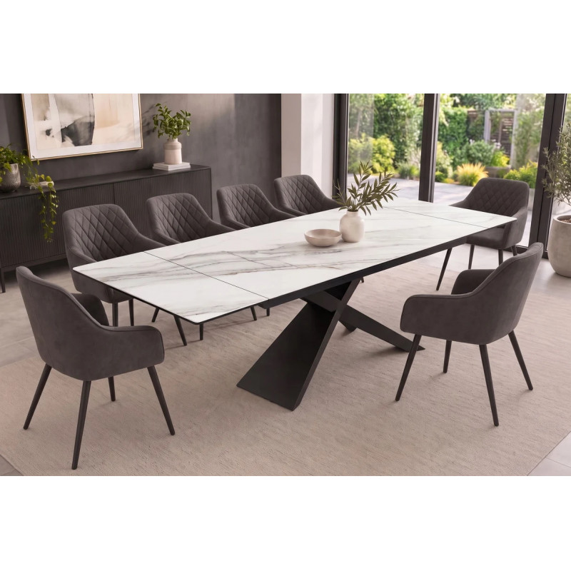 EUPHORIA bővíthető kerámia étkezőasztal - carrara oro márvány - 180-260cm