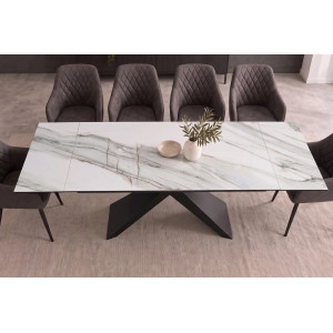 EUPHORIA bővíthető kerámia étkezőasztal - carrara oro márvány - 180-260cm