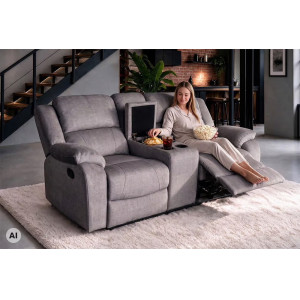 HOLLYWOOD kétszemélyes mozifotel relax funkcióval - 185cm -  szürke
