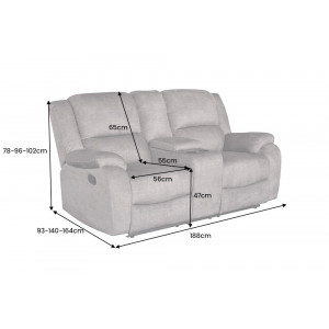 HOLLYWOOD kétszemélyes mozifotel relax funkcióval - 185cm -  szürke
