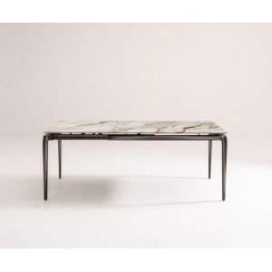 TRATTO bővíthető kerámia étkezőasztal - Calacatta Oro márvány - 140–200 cm
