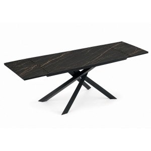 VARELLO bővíthető kerámia étkezőasztal - fekete Portoro márvány - 160–240 cm