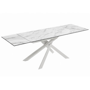 VARELLO bővíthető kerámia étkezőasztal - Calacatta márvány - 160–240 cm