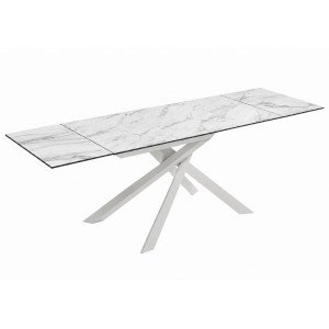 VARELLO bővíthető kerámia étkezőasztal - Calacatta márvány - 160–240 cm