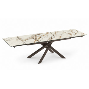 VARELLO bővíthető kerámia étkezőasztal - Calacatta Borghini márvány -160–240 cm