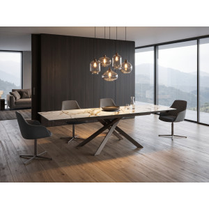 VARELLO bővíthető kerámia étkezőasztal - Calacatta Borghini márvány -160–240 cm