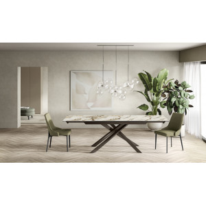 VARELLO bővíthető kerámia étkezőasztal - Calacatta Borghini márvány -160–240 cm