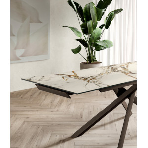VARELLO bővíthető kerámia étkezőasztal - Calacatta Borghini márvány -160–240 cm