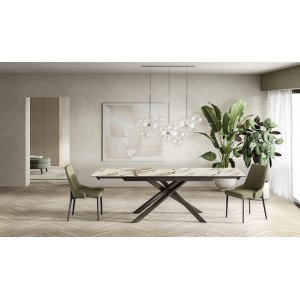 VARELLO bővíthető kerámia étkezőasztal - Calacatta Borghini márvány -160–240 cm Bővíthető étkezőasztal