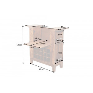 MAKASSAR NATUR tömör rózsafa bárszekrény