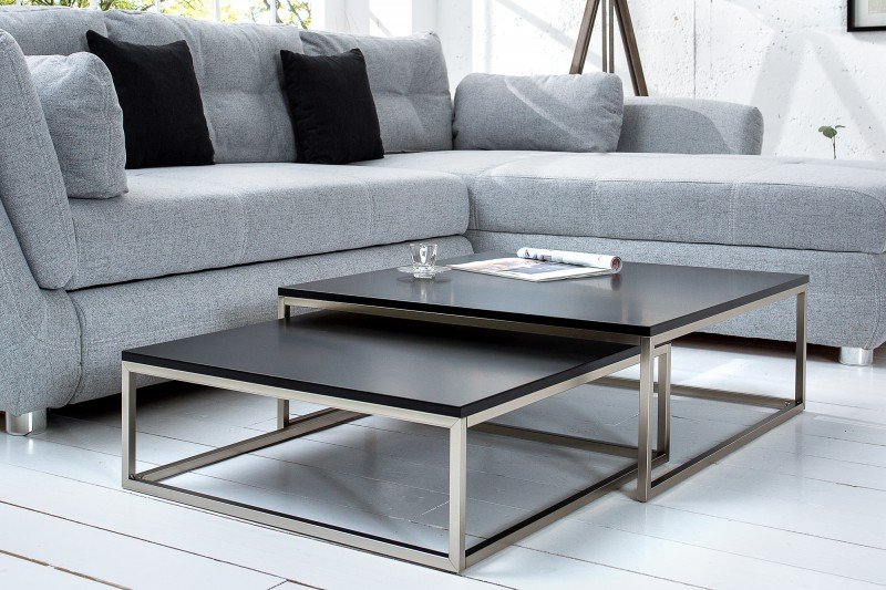 MASSIMA design dohányzóasztal szett - matt fekete