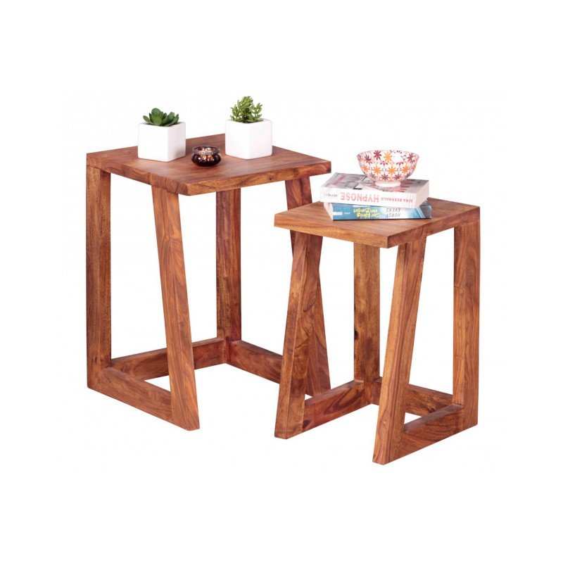 KAVALI tömör rózsafa lerakóasztal szett