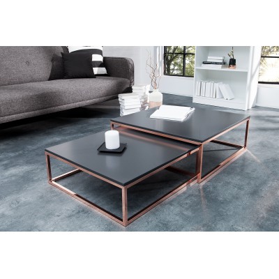 MASSIMA design dohányzóasztal szett - matt antracit/réz