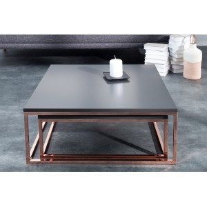 MASSIMA design dohányzóasztal szett - matt antracit/réz