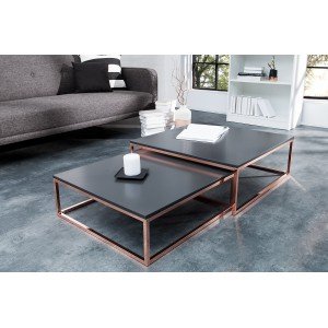 MASSIMA design dohányzóasztal szett - matt antracit/réz INVICTA