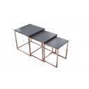 MASSIMA III design dohányzóasztal szett - matt antracit/réz