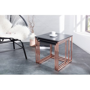 MASSIMA III design dohányzóasztal szett - matt antracit/réz