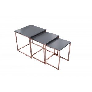 MASSIMA III design dohányzóasztal szett - matt antracit/réz