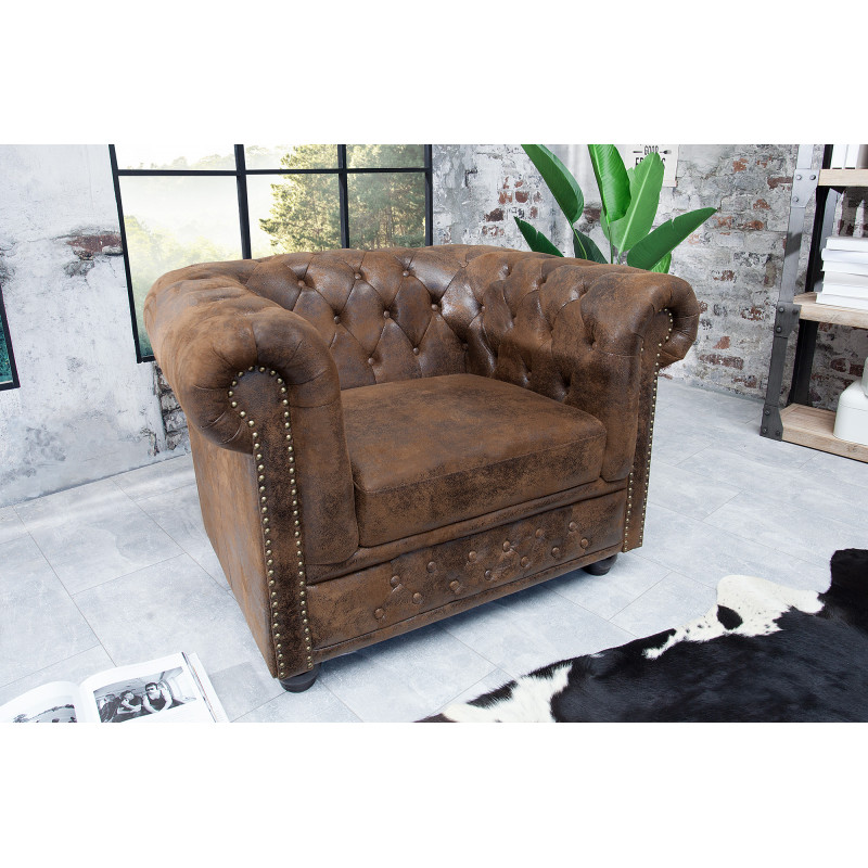 CHESTERFIELD luxus fotel - antik kávé