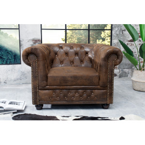 CHESTERFIELD luxus fotel - antik kávé